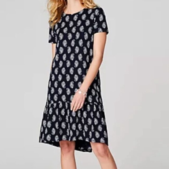 J Jill Flounced Elliptical Knit Paisley Print Dress - Picture 2 of 15